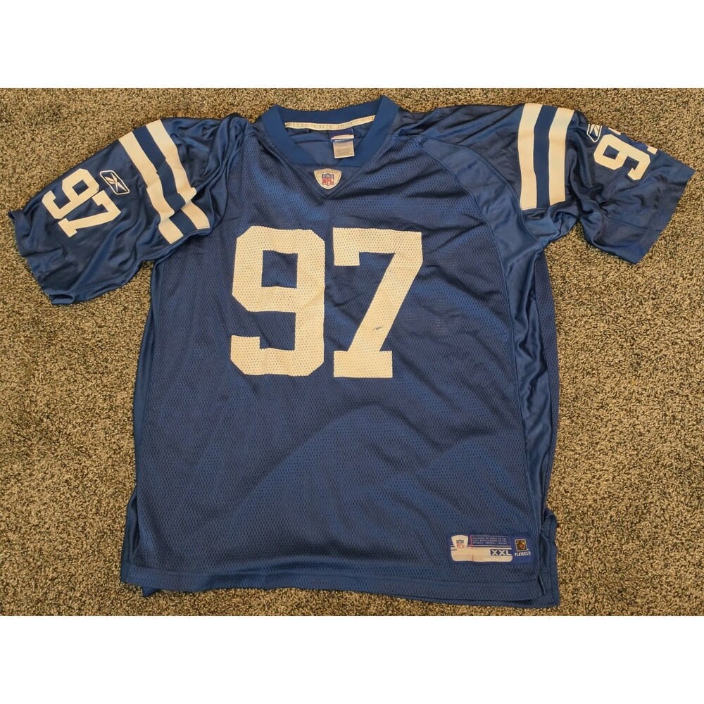 Corey Simon Colts Reebok On Field Jersey #97 Size 2XL Blue NFL Authentic - Rare
